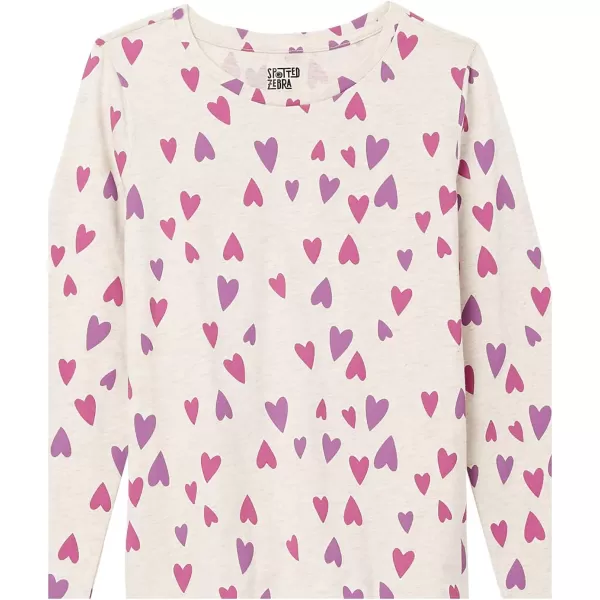 Amazon Essentials Girls and Toddlers LongSleeve TShirts Previously Spotted Zebra Multipacks4 HeartsWild at Heart Print