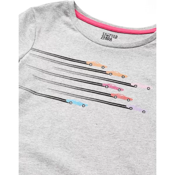 Amazon Essentials Girls and Toddlers LongSleeve TShirts Previously Spotted Zebra Multipacks5 LilacGrey RacingPinkTurquoise Blue CatWhite Hearts