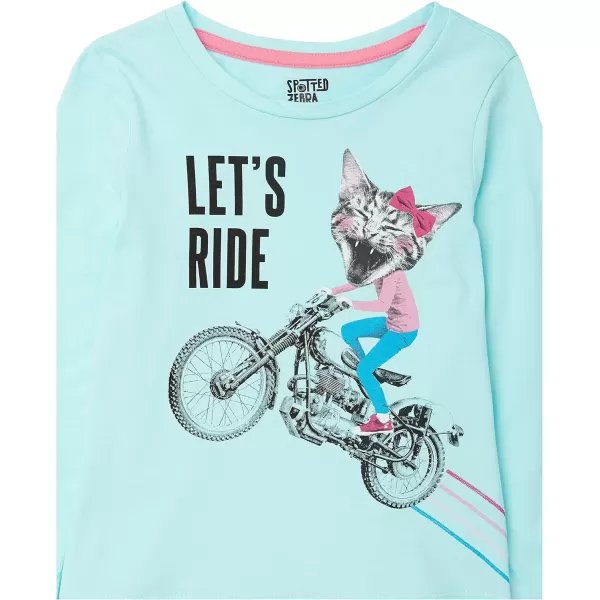 Amazon Essentials Girls and Toddlers LongSleeve TShirts Previously Spotted Zebra Multipacks5 LilacGrey RacingPinkTurquoise Blue CatWhite Hearts