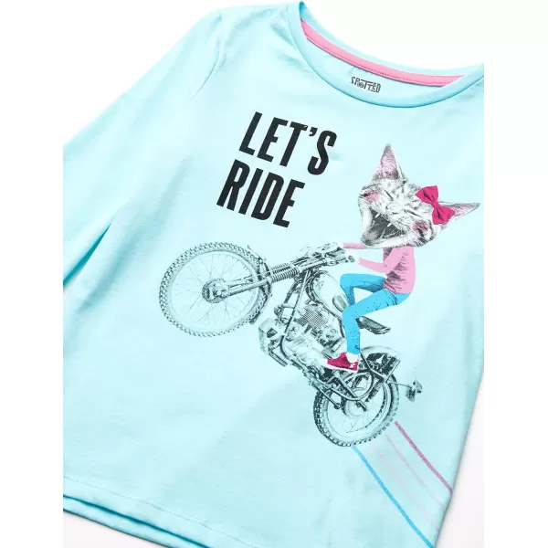 Amazon Essentials Girls and Toddlers LongSleeve TShirts Previously Spotted Zebra Multipacks5 LilacGrey RacingPinkTurquoise Blue CatWhite Hearts