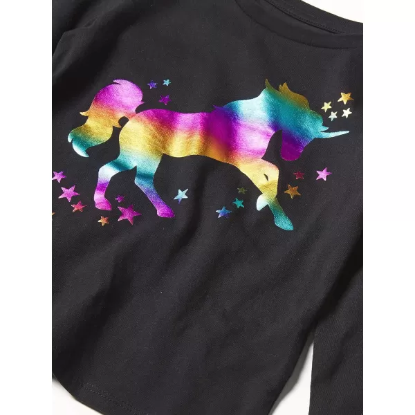 Amazon Essentials Girls and Toddlers LongSleeve TShirts Previously Spotted Zebra Multipacks5 MulticolorCats and Unicorns