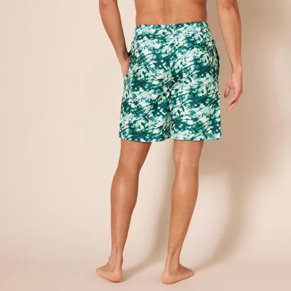 Amazon Essentials Mens 9 QuickDry Swim TrunkAqua Green Tie Dye