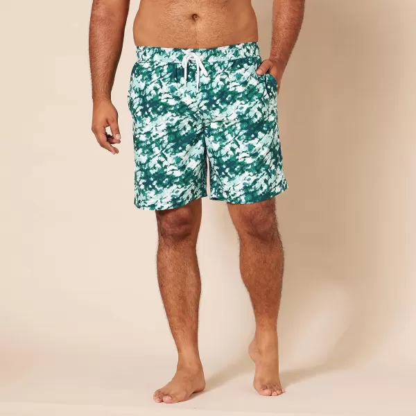 Amazon Essentials Mens 9 QuickDry Swim TrunkAqua Green Tie Dye