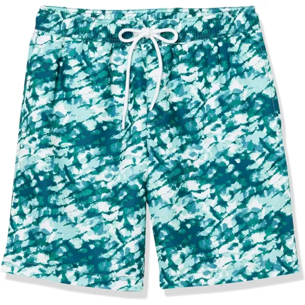 Amazon Essentials Mens 9 QuickDry Swim TrunkAqua Green Tie Dye