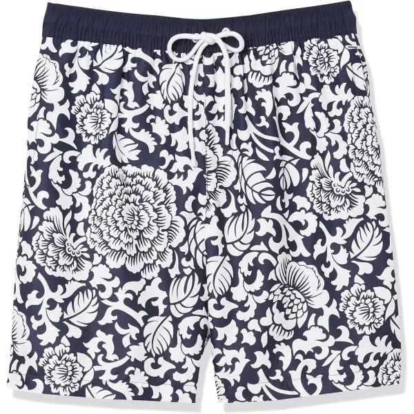 Amazon Essentials Mens 9 QuickDry Swim TrunkBlack Floral