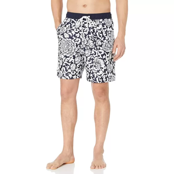 Amazon Essentials Mens 9 QuickDry Swim TrunkBlack Floral