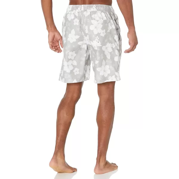 Amazon Essentials Mens 9 QuickDry Swim TrunkGrey Hibiscus Flower