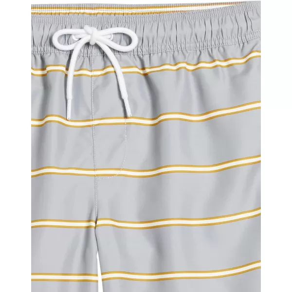 Amazon Essentials Mens 9 QuickDry Swim TrunkGrey Stripe