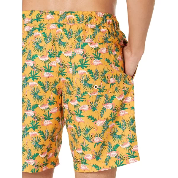 Amazon Essentials Mens 9 QuickDry Swim TrunkOrange Flamingo