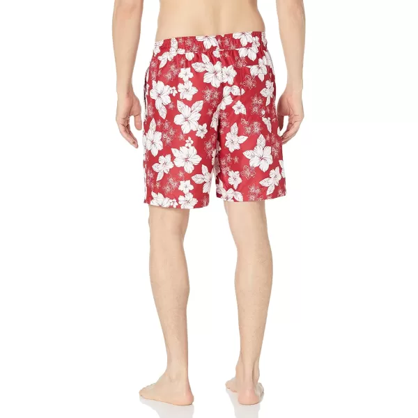 Amazon Essentials Mens 9 QuickDry Swim TrunkRed Hibiscus Flower