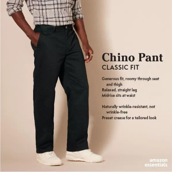 Amazon Essentials Mens ClassicFit WrinkleResistant FlatFront Chino Pant Available in Big  TallBrown