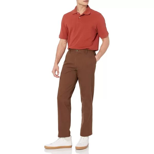 Amazon Essentials Mens ClassicFit WrinkleResistant FlatFront Chino Pant Available in Big  TallBrown