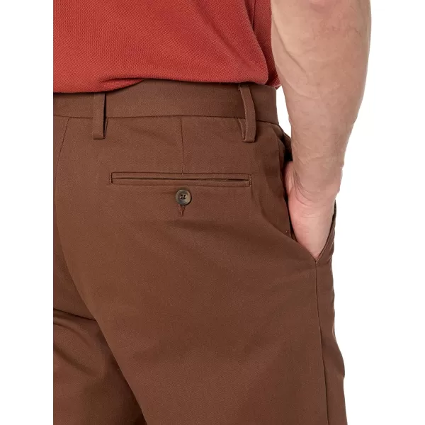 Amazon Essentials Mens ClassicFit WrinkleResistant FlatFront Chino Pant Available in Big  TallBrown