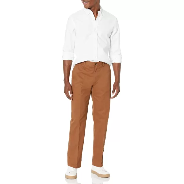 Amazon Essentials Mens ClassicFit WrinkleResistant FlatFront Chino Pant Available in Big  TallDark Khaki Brown