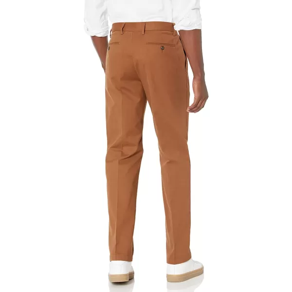 Amazon Essentials Mens ClassicFit WrinkleResistant FlatFront Chino Pant Available in Big  TallDark Khaki Brown