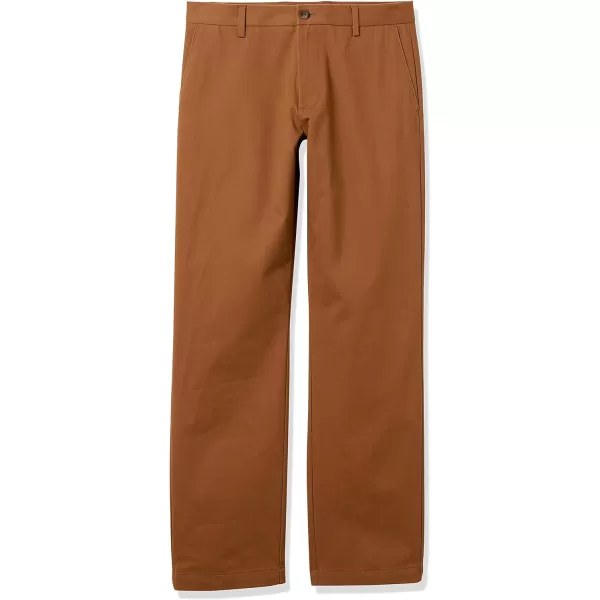 Amazon Essentials Mens ClassicFit WrinkleResistant FlatFront Chino Pant Available in Big  TallDark Khaki Brown