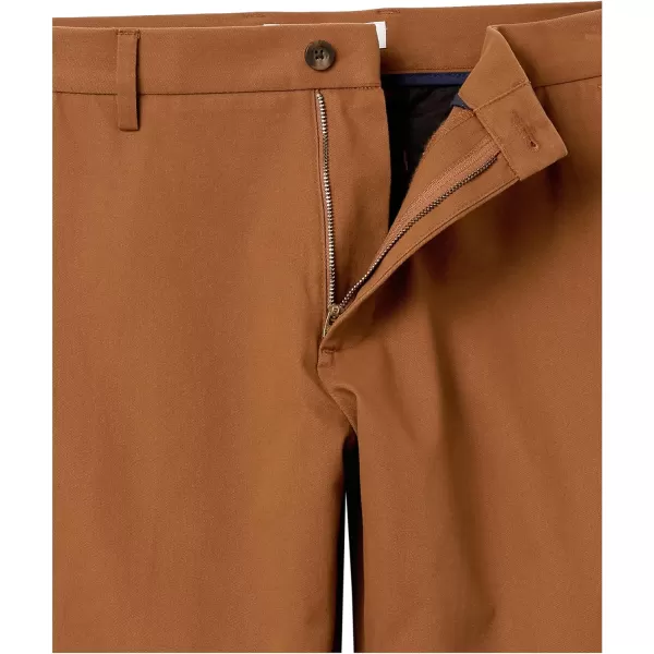 Amazon Essentials Mens ClassicFit WrinkleResistant FlatFront Chino Pant Available in Big  TallDark Khaki Brown