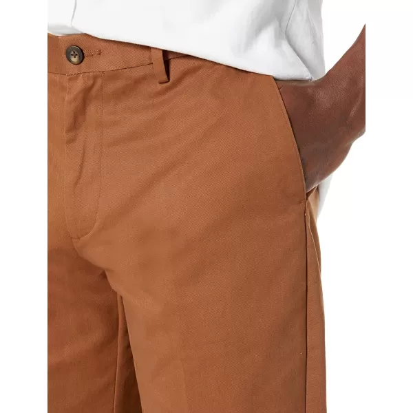 Amazon Essentials Mens ClassicFit WrinkleResistant FlatFront Chino Pant Available in Big  TallDark Khaki Brown