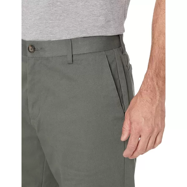 Amazon Essentials Mens ClassicFit WrinkleResistant FlatFront Chino Pant Available in Big  TallOlive