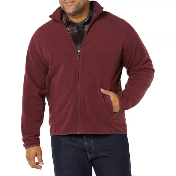 Amazon Essentials Mens FullZip Polar Fleece Jacket Available in Big amp TallPolyester Burgundy