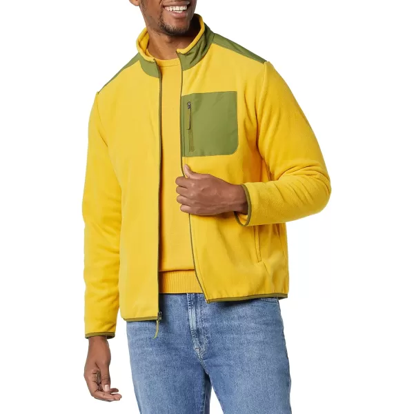 Amazon Essentials Mens FullZip Polar Fleece Jacket Available in Big amp TallPolyester GoldGreen Color Block