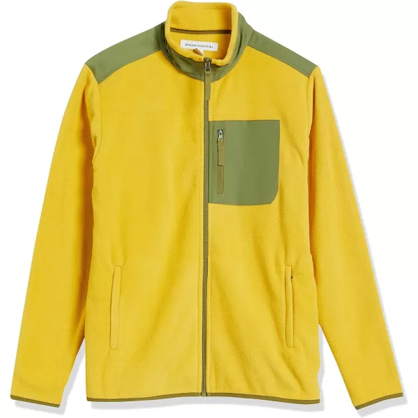 Amazon Essentials Mens FullZip Polar Fleece Jacket Available in Big amp TallPolyester GoldGreen Color Block