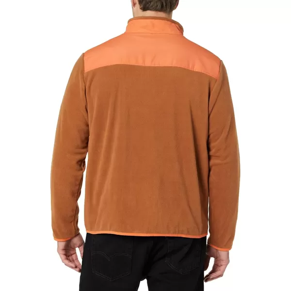 Amazon Essentials Mens FullZip Polar Fleece Jacket Available in Big amp TallPolyester Khaki Brown Orange Color Block
