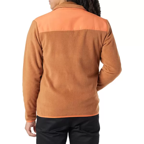 Amazon Essentials Mens FullZip Polar Fleece Jacket Available in Big amp TallPolyester Khaki Brown Orange Color Block