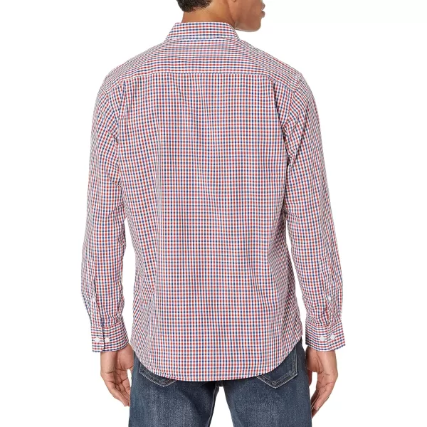 Amazon Essentials Mens RegularFit LongSleeve Casual Poplin ShirtBlue Red Gingham