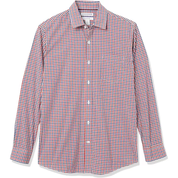 Amazon Essentials Mens RegularFit LongSleeve Casual Poplin ShirtBlue Red Gingham