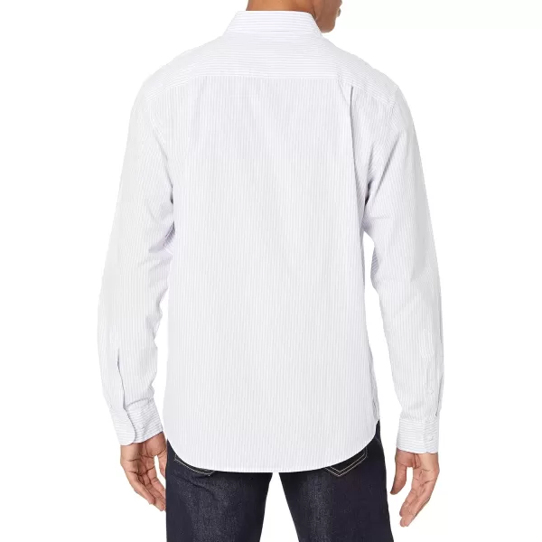 Amazon Essentials Mens RegularFit LongSleeve Casual Poplin ShirtLavender White Vertical Stripe