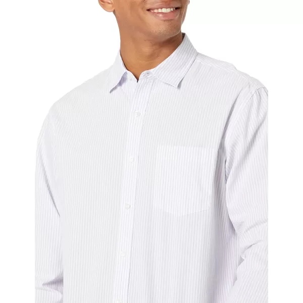 Amazon Essentials Mens RegularFit LongSleeve Casual Poplin ShirtLavender White Vertical Stripe