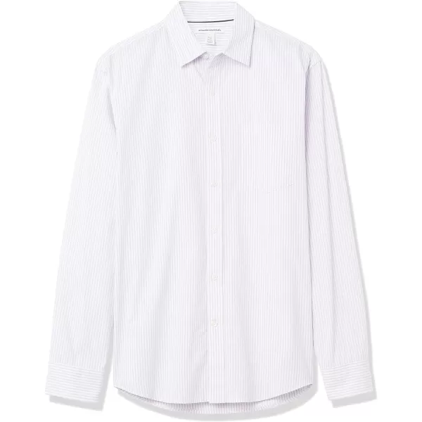 Amazon Essentials Mens RegularFit LongSleeve Casual Poplin ShirtLavender White Vertical Stripe