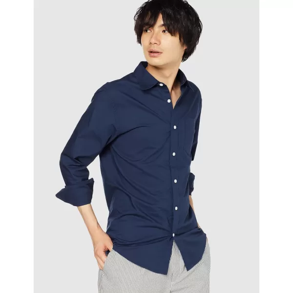 Amazon Essentials Mens RegularFit LongSleeve Casual Poplin ShirtNavy