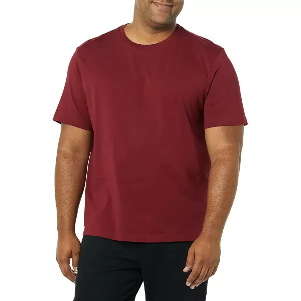 Amazon Essentials Mens RegularFit ShortSleeve Crewneck TShirt Pack of 2Charcoal HeatherBurgundy