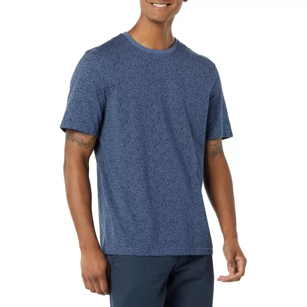 Amazon Essentials Mens RegularFit ShortSleeve Crewneck TShirt Pack of 2Washed BlueFloral Print