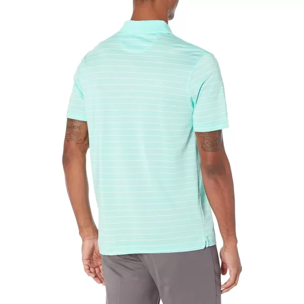 Amazon Essentials Mens SlimFit QuickDry Golf Polo ShirtAqua Blue Stripe