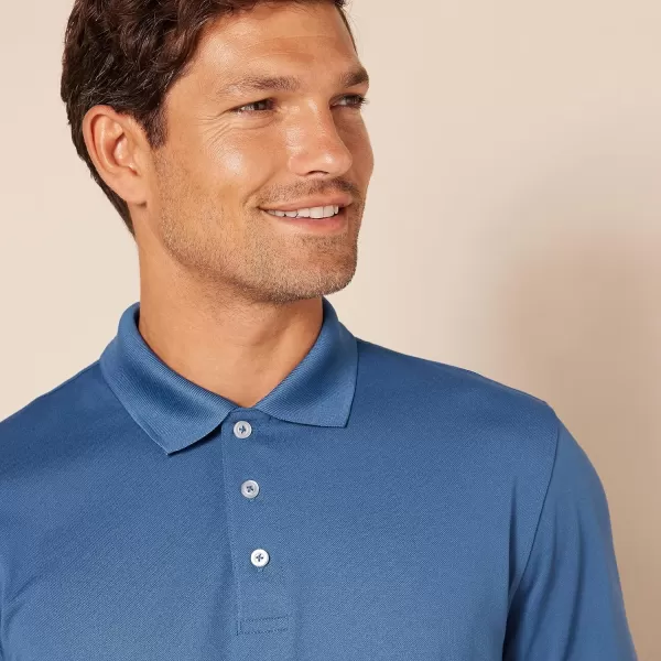 Amazon Essentials Mens SlimFit QuickDry Golf Polo ShirtBlue