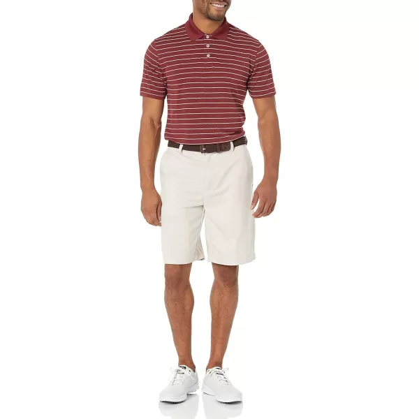 Amazon Essentials Mens SlimFit QuickDry Golf Polo ShirtBurgundy Stripe