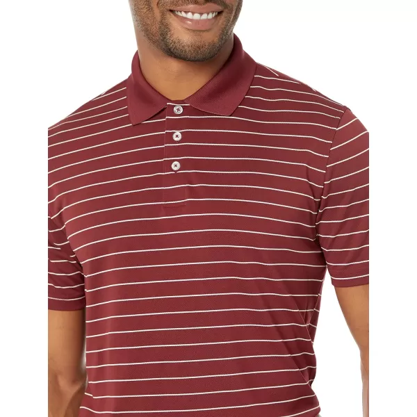 Amazon Essentials Mens SlimFit QuickDry Golf Polo ShirtBurgundy Stripe