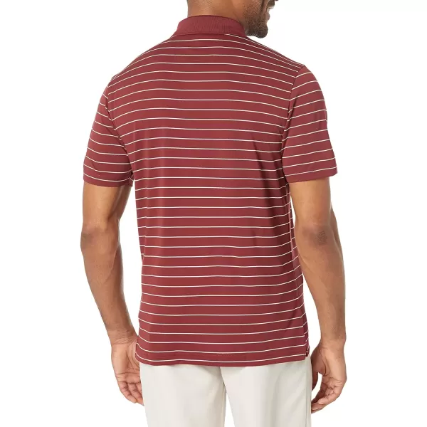 Amazon Essentials Mens SlimFit QuickDry Golf Polo ShirtBurgundy Stripe