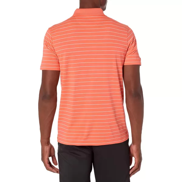 Amazon Essentials Mens SlimFit QuickDry Golf Polo ShirtCoral Orange Stripe