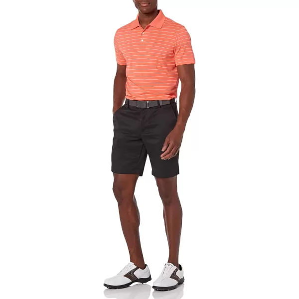 Amazon Essentials Mens SlimFit QuickDry Golf Polo ShirtCoral Orange Stripe