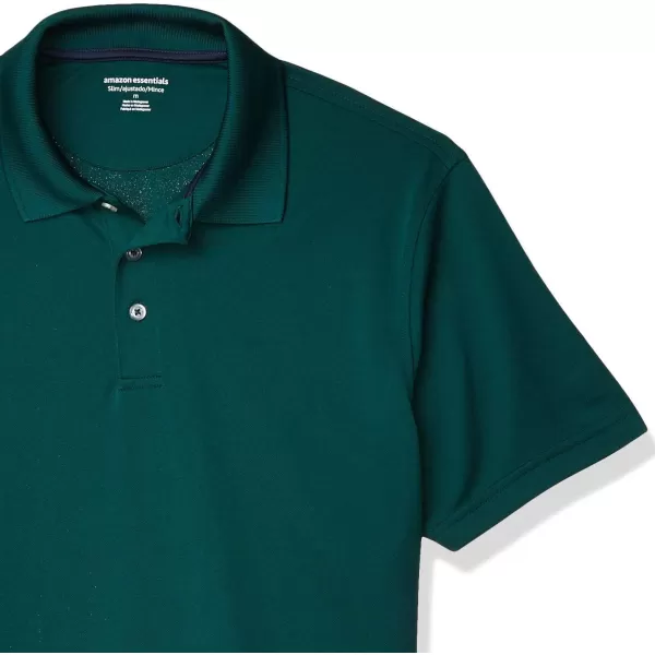 Amazon Essentials Mens SlimFit QuickDry Golf Polo ShirtForest Green