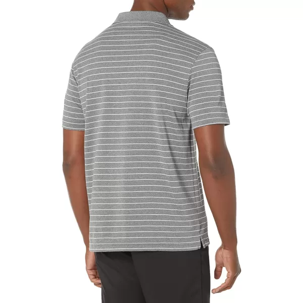 Amazon Essentials Mens SlimFit QuickDry Golf Polo ShirtMedium Grey Heather Stripe