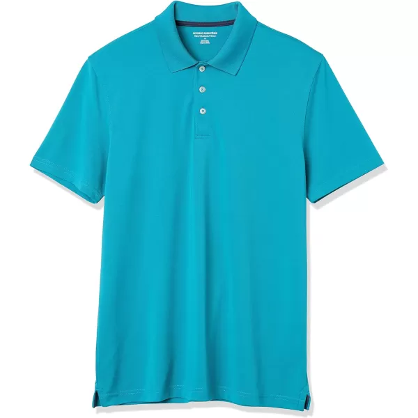 Amazon Essentials Mens SlimFit QuickDry Golf Polo ShirtTeal Blue