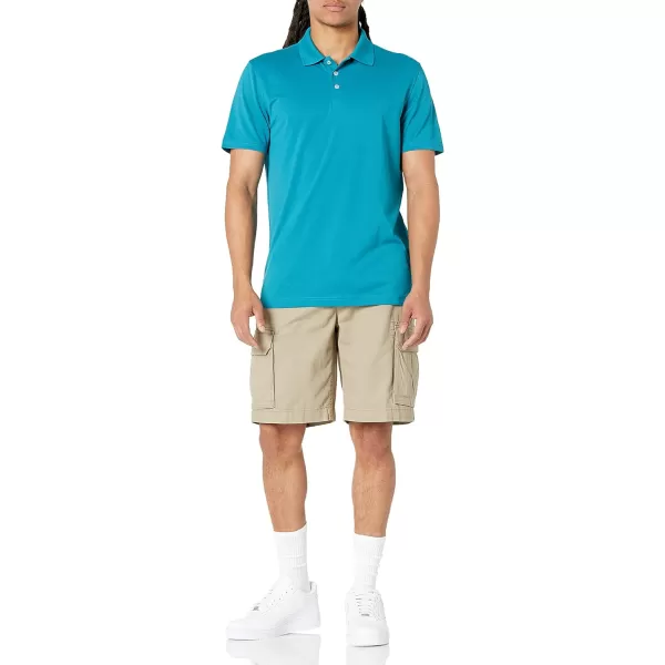 Amazon Essentials Mens SlimFit QuickDry Golf Polo ShirtTeal Blue