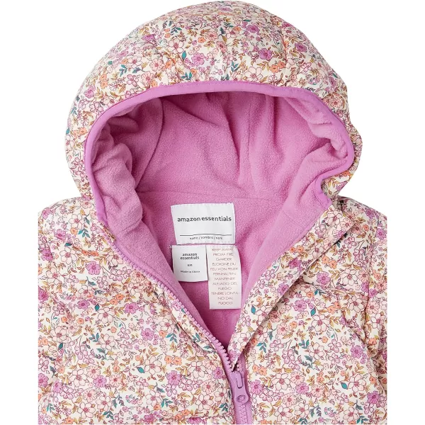 Amazon Essentials Unisex Babies Puffer Bunting SuitIvory Delicate Floral