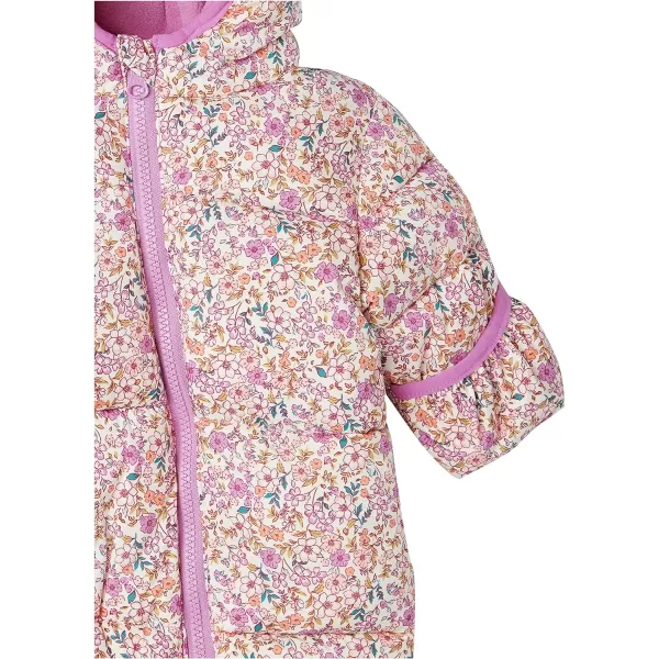 Amazon Essentials Unisex Babies Puffer Bunting SuitIvory Delicate Floral