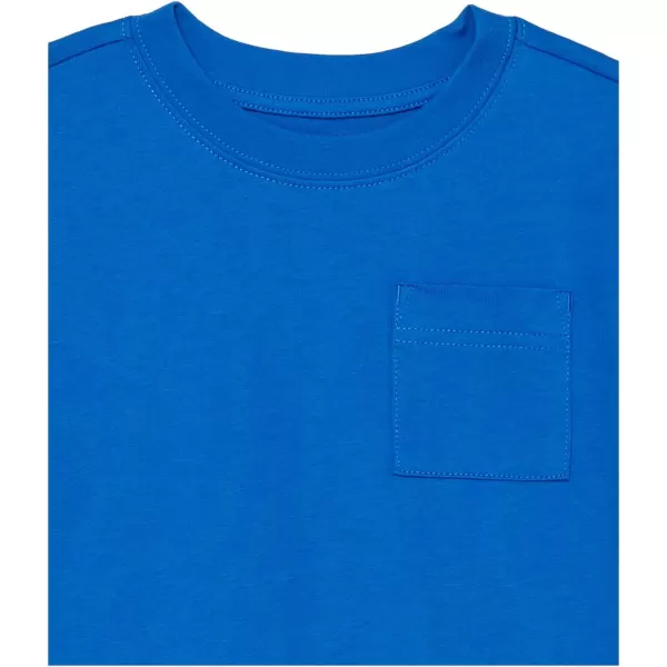 Amazon Essentials Unisex Kids and Toddlers Modern ShortSleeve TShirt Pack of 3Bright BlueDark NavyWhite Rugby Stripe